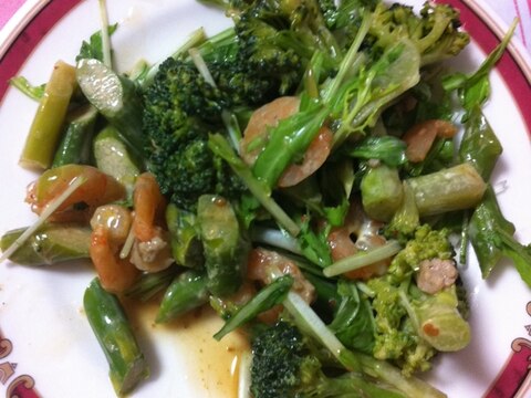 うまみたっぷり♡えび&水菜の炒め物